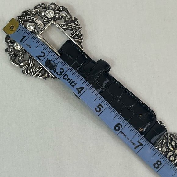 Brighton Rhinestone Croc Embossed Leather Belt 34 - Picture 5 of 10